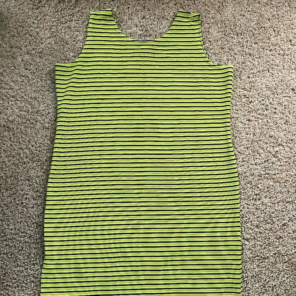 Vintage Green Striped Midi Dress